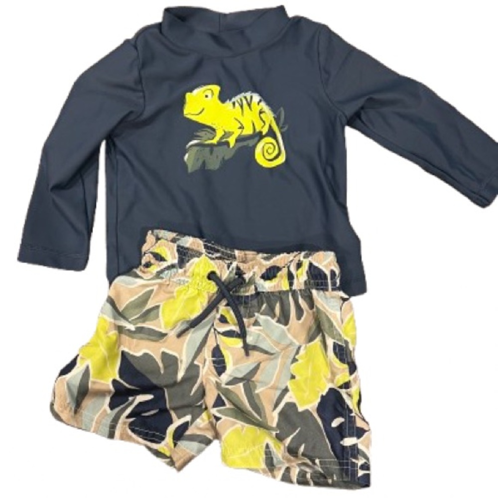 Kids Swim Set with Chameleon Design -  Blue and Yellow